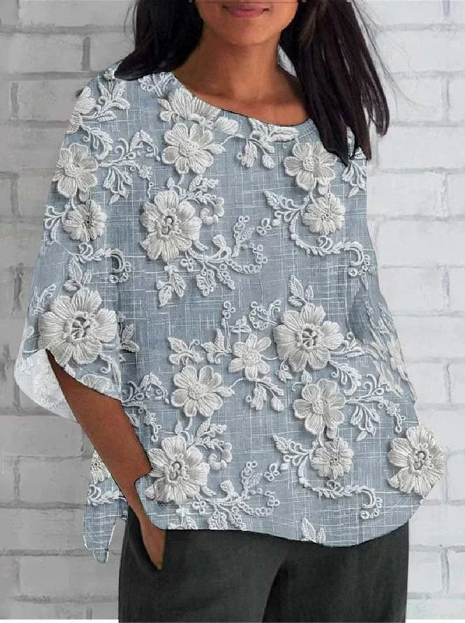 MAEVE – LINEN AND LACE VINTAGE BLOUSE