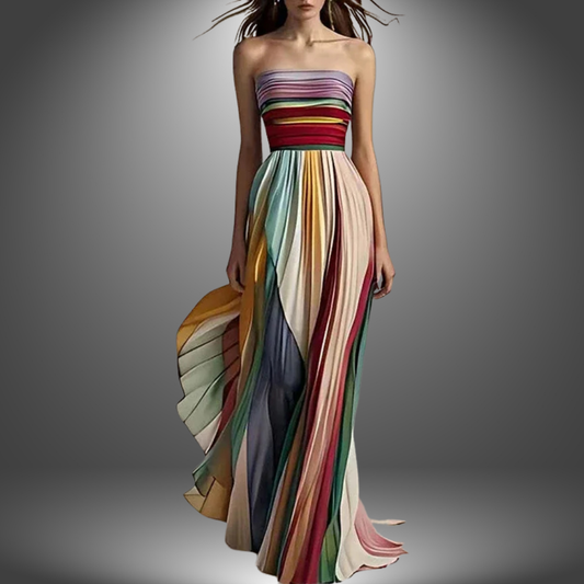 JANNA – STRAPLESS COLOURFUL MAXI DRESS