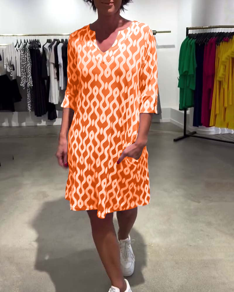 SAORLA - PRINTED MID LENGTH HIGH NECK DRESS
