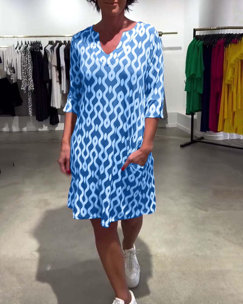 SAORLA - PRINTED MID LENGTH HIGH NECK DRESS