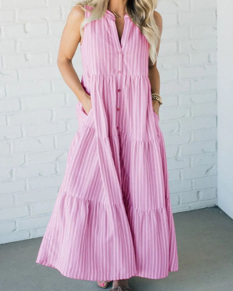 NESSA - SLEEVELESS STRIPED DRESS