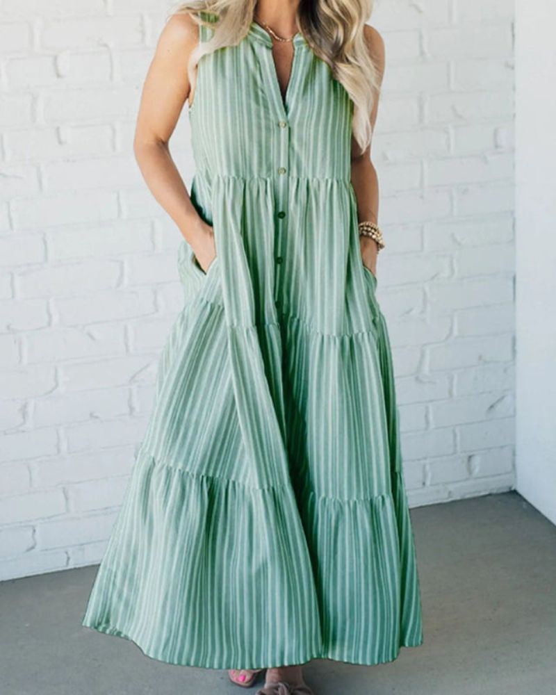 NESSA - SLEEVELESS STRIPED DRESS