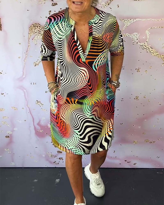 ORLA – COLOURFUL V-NECK DRESS